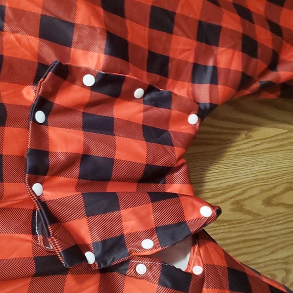 Adult XL pajama onesie red black plaid winter - Picture 4 of 7